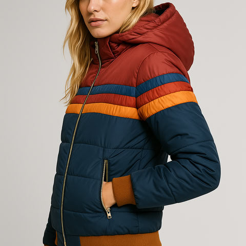 Rosie | Retro Colour-Block Puffer Jacket