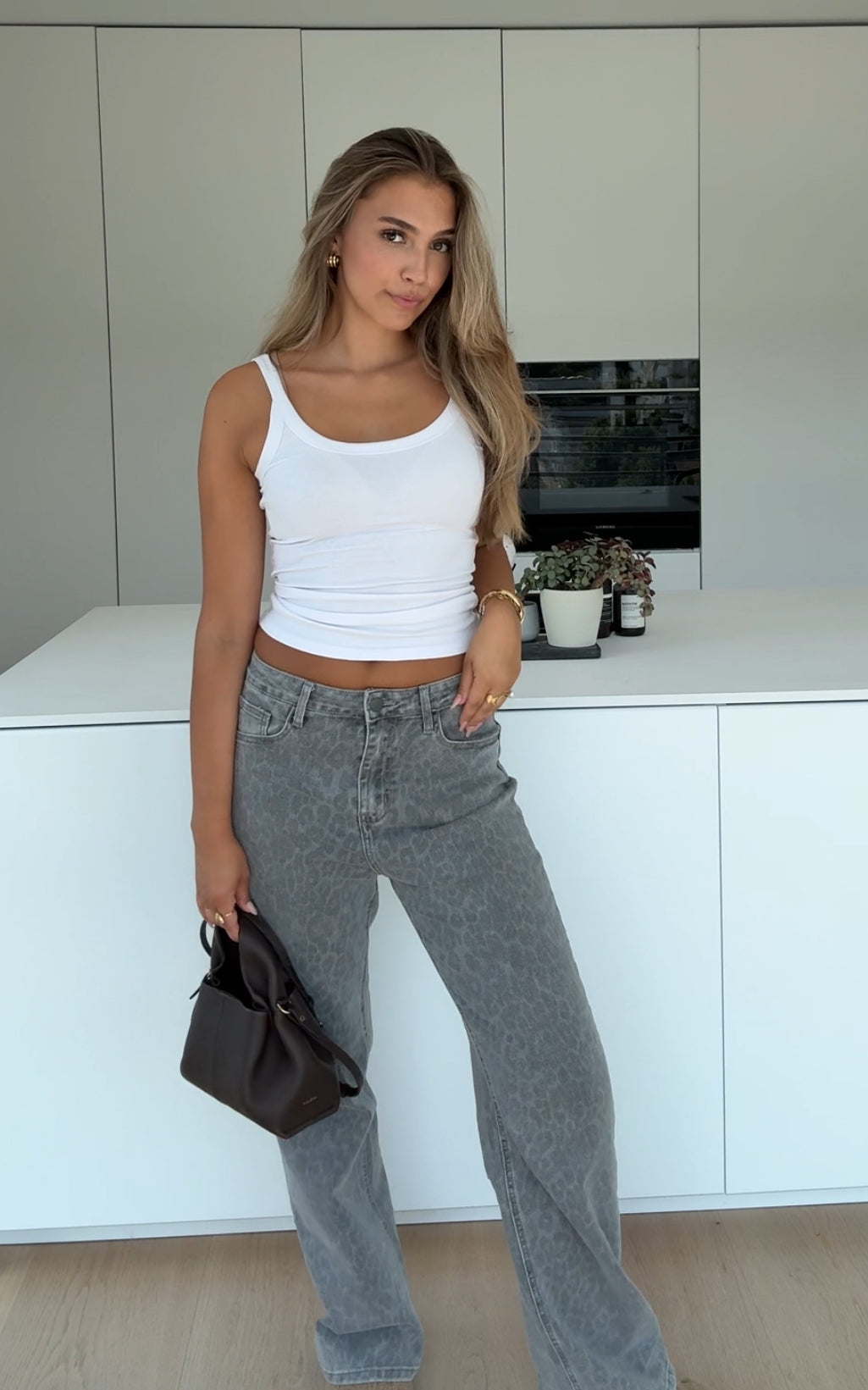Denim Grey Leoprint Jeans