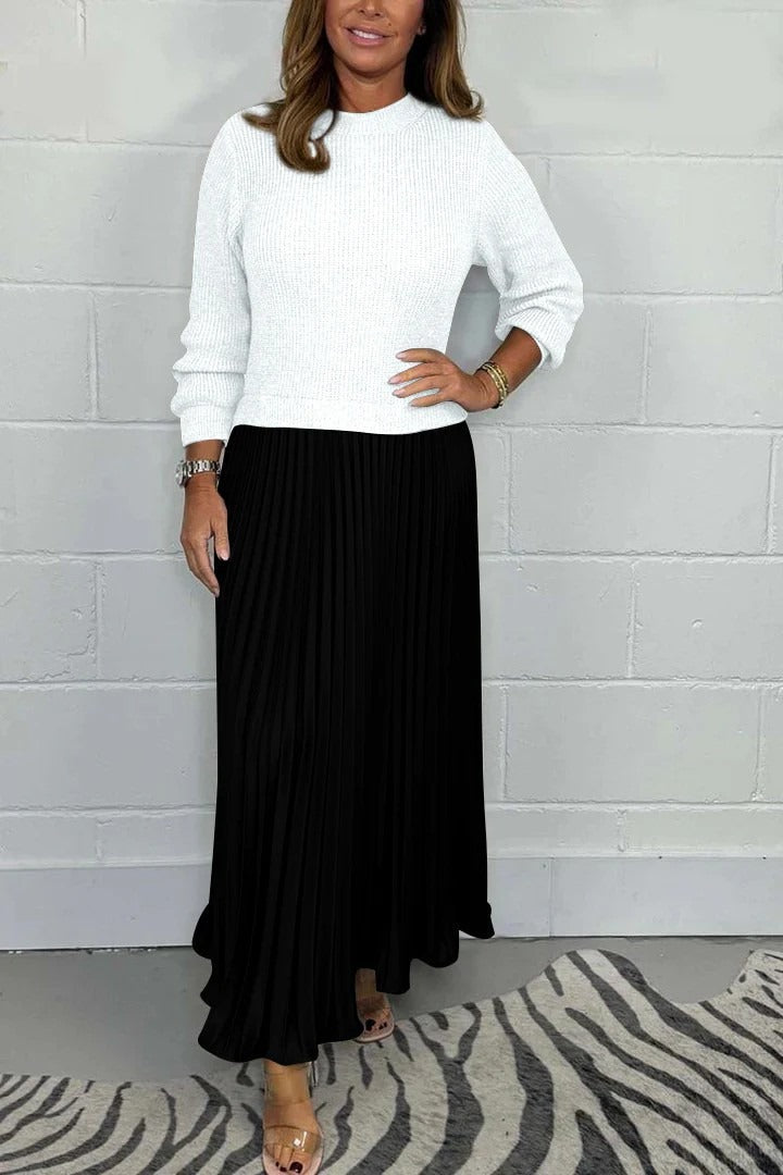 Charlotte |Pleated dress with knitted top