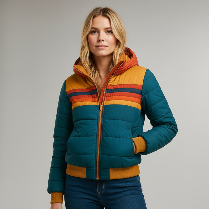 Rosie | Retro Colour-Block Puffer Jacket